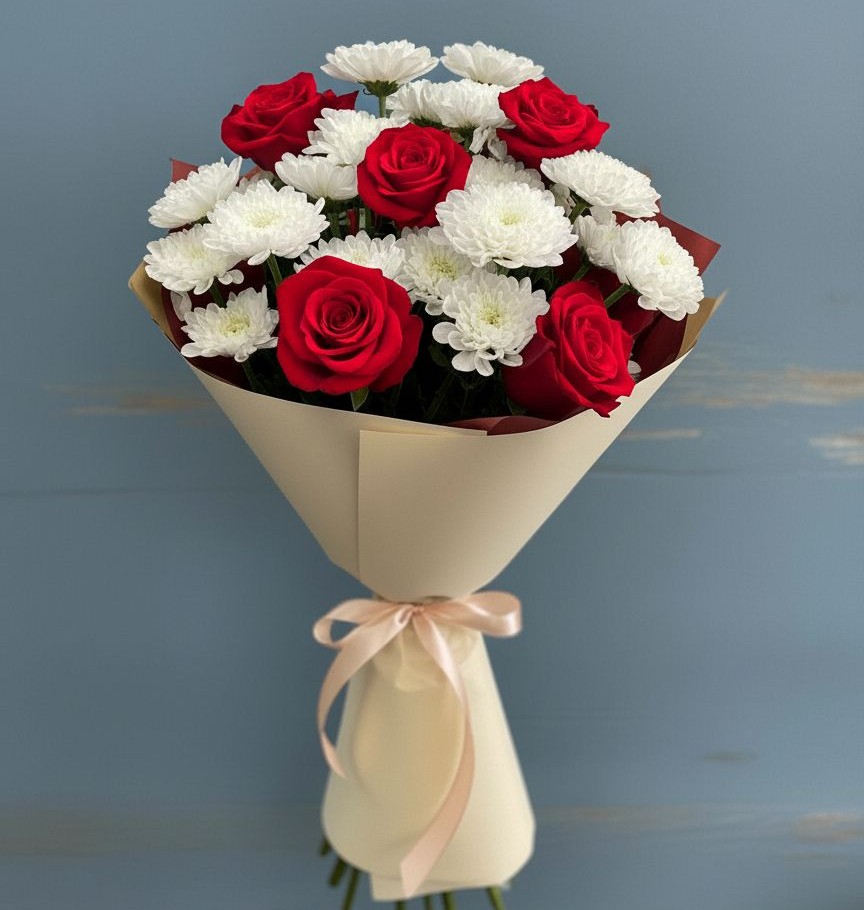 Букет цветов из: Розы и Хризантемы в Староминской