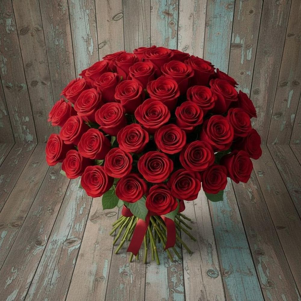 Букет 55 Красных роз Фридом в Староминской