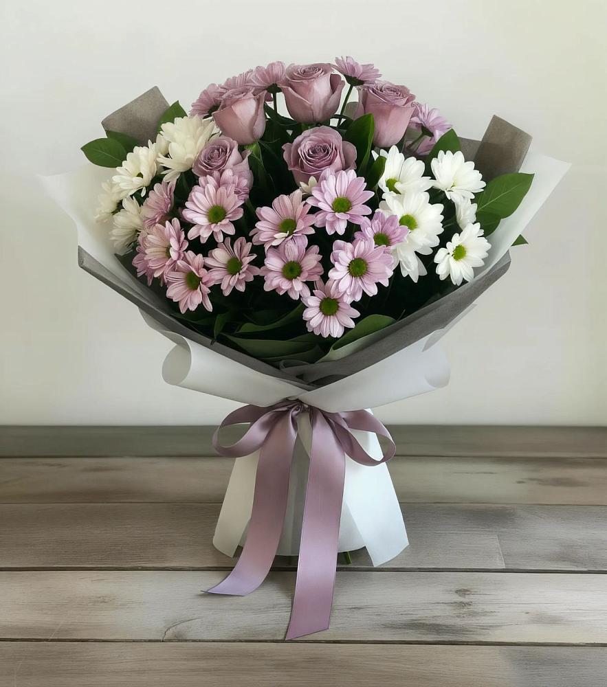 Букет цветов из: Хризантемы и Розы в Староминской