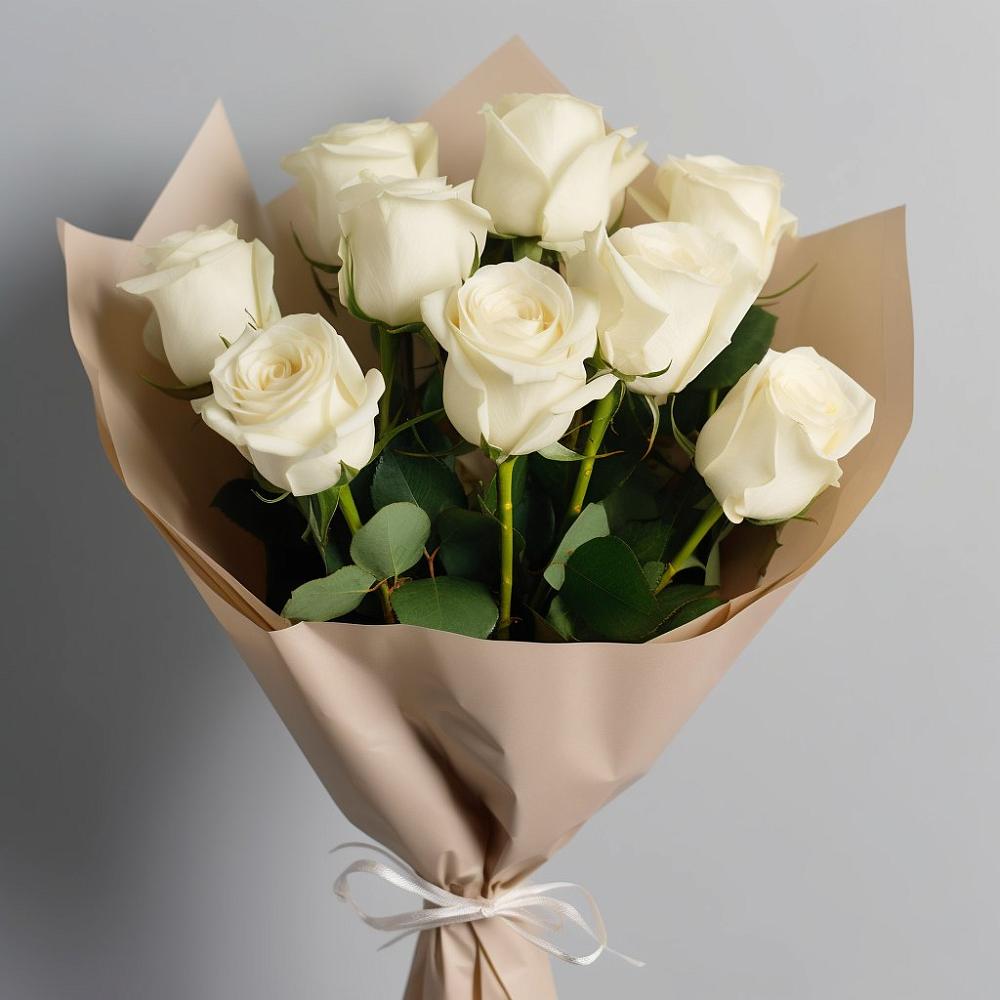 Букет 9 Белых роз Эдлесс Лав в Староминской