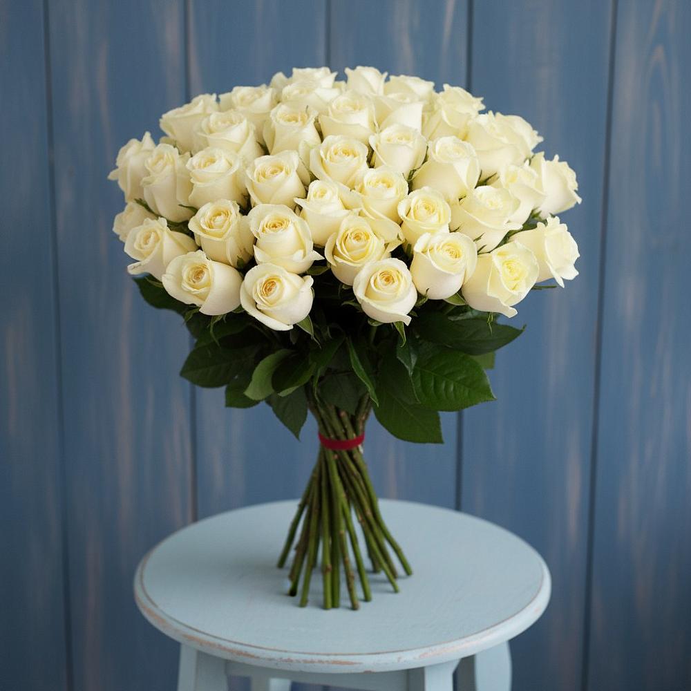 Букет 51 Белая роза Эдлесс Лав в Староминской