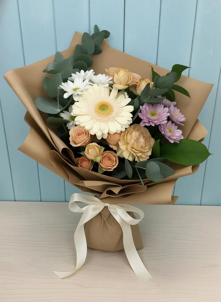 Букет цветов из: Герберы и Хризантемы в Староминской