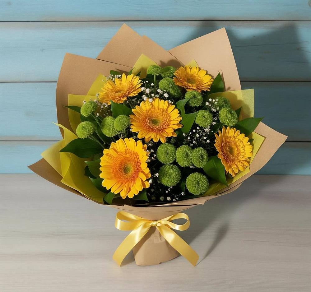 Букет цветов из: Герберы и Хризантемы в Староминской