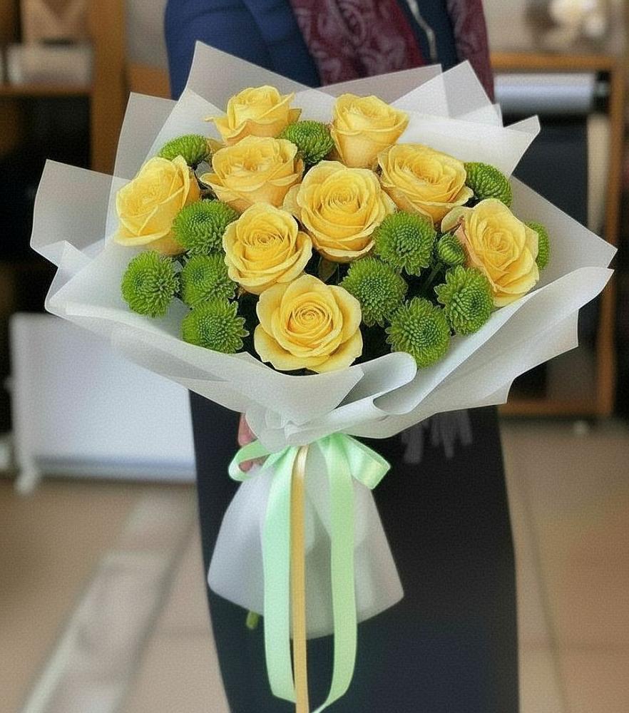 Букет цветов из: Хризантемы и Розы в Староминской