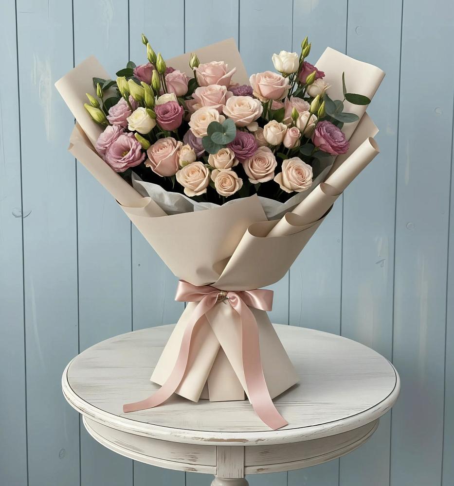 Букет цветов из: Розы и Лизиантусы в Староминской