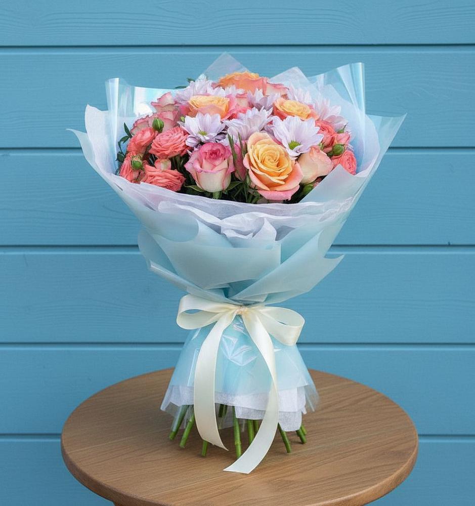 Букет цветов из: Хризантемы и Розы в Староминской