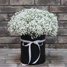 Цветочная композиция из Гипсофила в шляпной коробке в Староминской