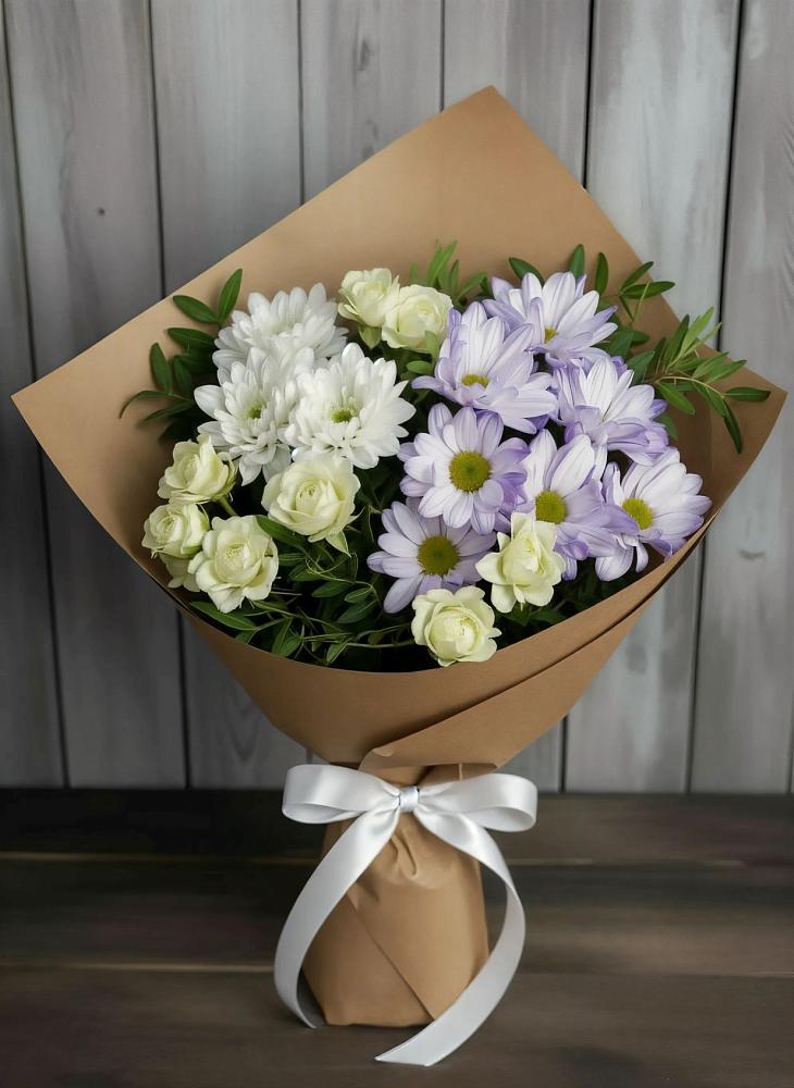 Букет цветов из: Хризантемы и Розы в Староминской